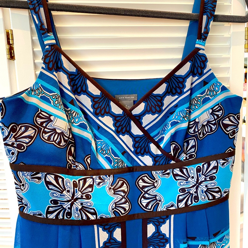 Ann Taylor Blue Floral Print Midi Dress